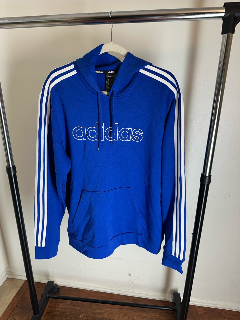 adidas Royal Blue Hoodie with White 3-Stripes